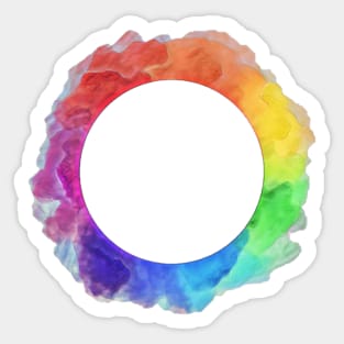 Circle Rainbow Watercolour Painting Sticker